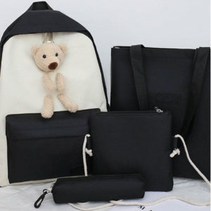 Kit Mochila Ursinho 4 em 1 Multifuncional Impermeável Necessaire Estojo Bolsa Maternidade Mamãe Bebe Cor Preto (10789_2615)
